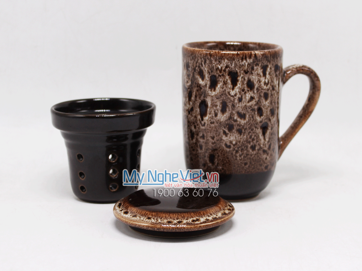 Ly lọc trà men Hỏa Biến đen trắng MNV-LTM001-1