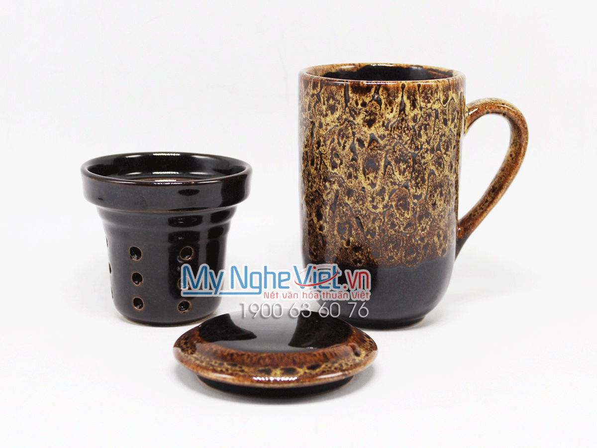 Ly lọc trà men Hỏa Biến màu vàng MNV-LTM001-4