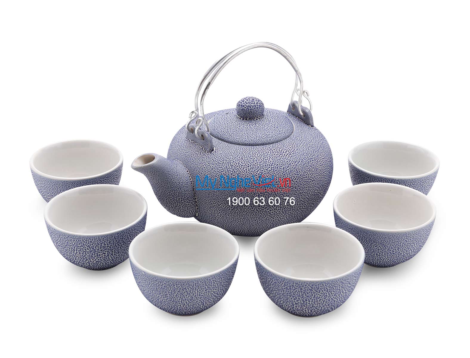Bộ bình trà Bát Tràng men co xanh MNV-BT151
