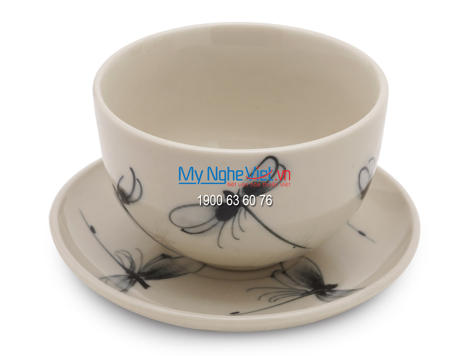 Bộ bình trà miệng vuông vẽ chuồn MNV-BTC02